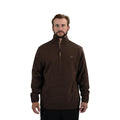 RosCo Brown Wool 1/4 Zip hunting sweater in 50/50 wool blend with water-resistant zipper.