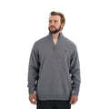 RosCo Grey Wool 1/4 Zip hunting sweater in 50/50 wool blend with water-resistant zipper.